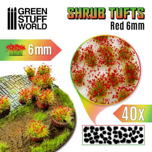 Shrubs Red Flowers  6mm self adhesive Green Stuff World Warhammer Modelling Wargaming Miniatures Painting Hobby modelling paint arts crafts basing figurines