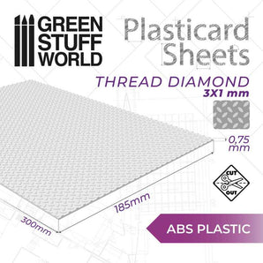 green stuff world plasticard hobby gaming thread diamond 300mm 185mm abs plastic A5