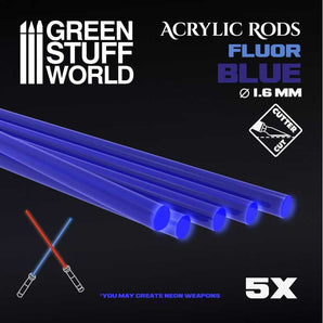 Green Stuff World Acrylic Rods - Round 1.6 mm Fluor BLUE modelling wargaming painting hobby paint arts crafts
