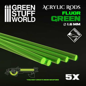 Green Stuff World Acrylic Rods - Round 1.6 mm Fluor GREEN modelling wargaming painting hobby paint arts crafts