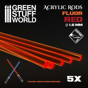 Green Stuff World Acrylic Rods - Round 1.6 mm Fluor RED-ORANGE  modelling wargaming painting hobby paint arts crafts