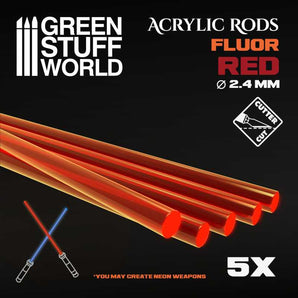 Green Stuff World Acrylic Rods - Round 2.4 mm Fluor RED-ORANGE modelling wargaming painting hobby paint arts crafts