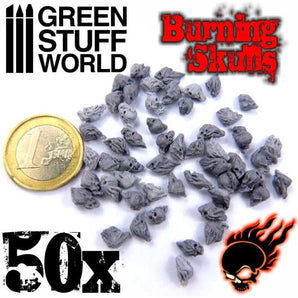 Green Stuff World 50x Resin Burning Skulls modelling wargaming painting hobby paint arts crafts